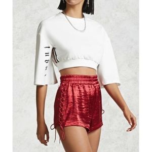Forever 21 lace up red high waisted shorts